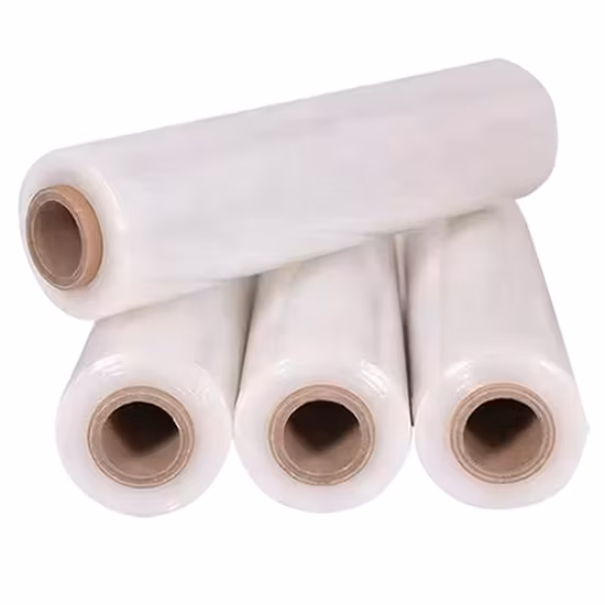 Filme retrátil de plástico PE, branco e transparente, filme extensível industrial, filme de proteção preto